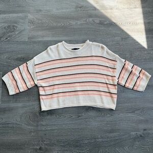 ASOS Size XS Striped Cropped Short Sleeve Sweater